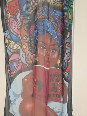 New Colorful African Queen Print Scarf with Book Motif